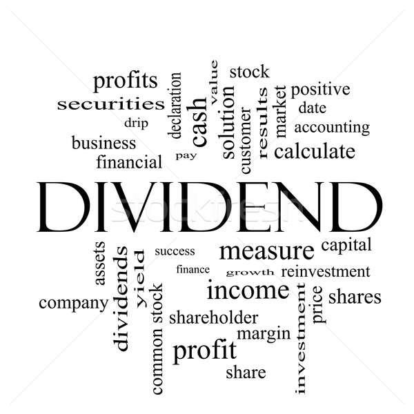 Dividendo word cloud bianco nero Foto d'archivio © mybaitshop