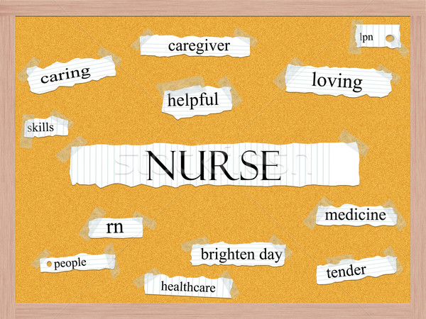 Krankenschwester Wort groß hilfreich Gesundheitswesen Stock foto © mybaitshop