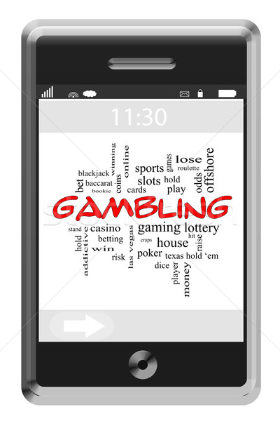 Gambling Word Cloud Concept on Touchscreen Phone Stock photo © mybaitshop