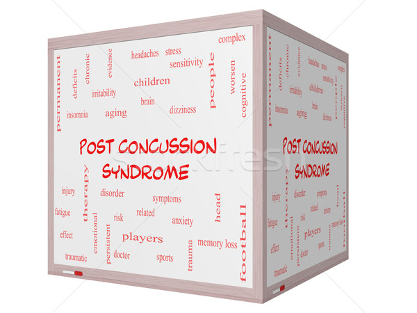 Post Concussion Syndrome Word Cloud Concept on a 3D Whiteboard Stock photo © mybaitshop