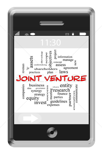 Joint Venture Word Cloud Concept on a Touchscreen Phone Stock photo © mybaitshop