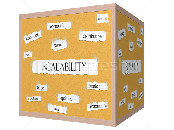 Scalability 3D cube Corkboard Word Concept Stock photo © mybaitshop