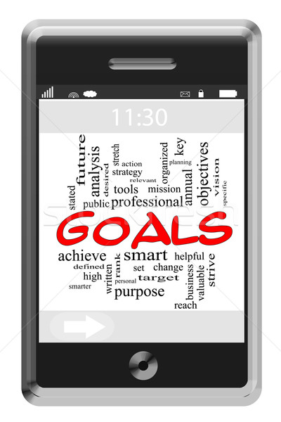 Goals Word Cloud Concept on Touchscreen Phone Stock photo © mybaitshop