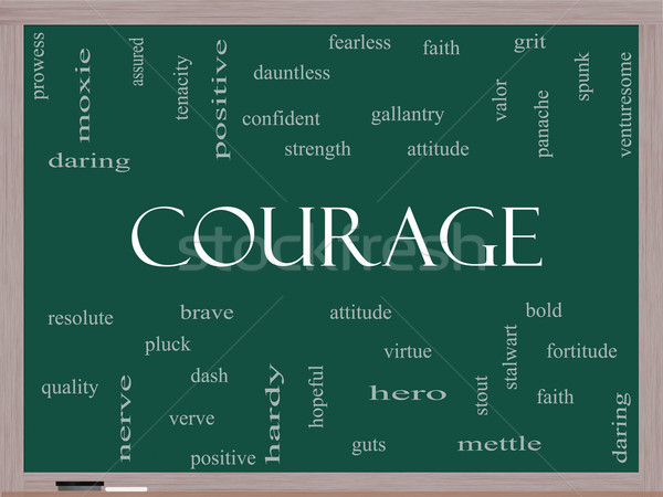 Stock photo: Courage Word Cloud Concept on a Blackboard