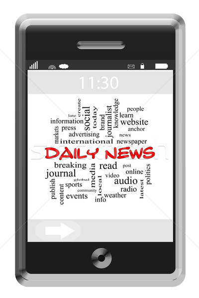 Daily News Word Cloud Concept on a Touchscreen Phone Stock photo © mybaitshop