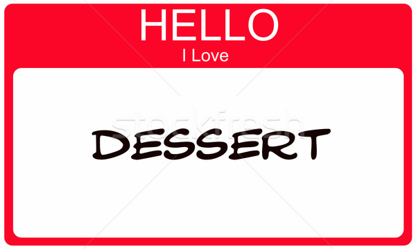 Rosso ciao amore dessert targhetta adesivo Foto d'archivio © mybaitshop