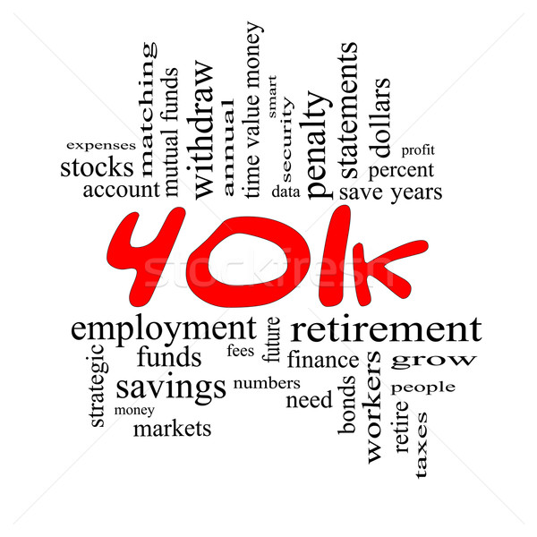 401k Word Cloud Concept in Red & Black Stock photo © mybaitshop