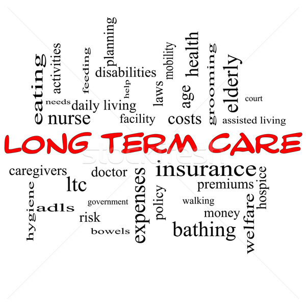 Long Term Care Word Cloud Concept in Red Caps Stock photo © mybaitshop