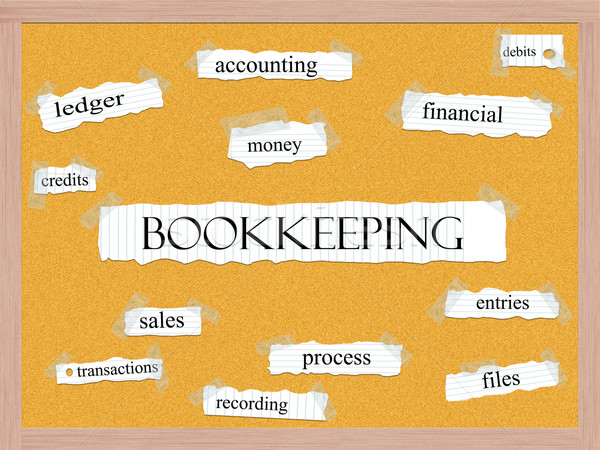 Teneduría de libros palabra dinero ventas financieros Foto stock © mybaitshop