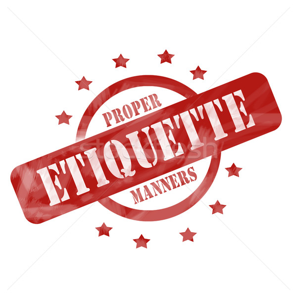 Red Weathered Etiquette Stamp Circle and Stars design Stock photo © mybaitshop