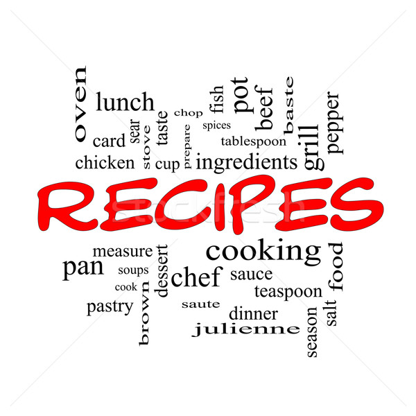 Recipes Word Cloud Concept in red caps Stock photo © mybaitshop