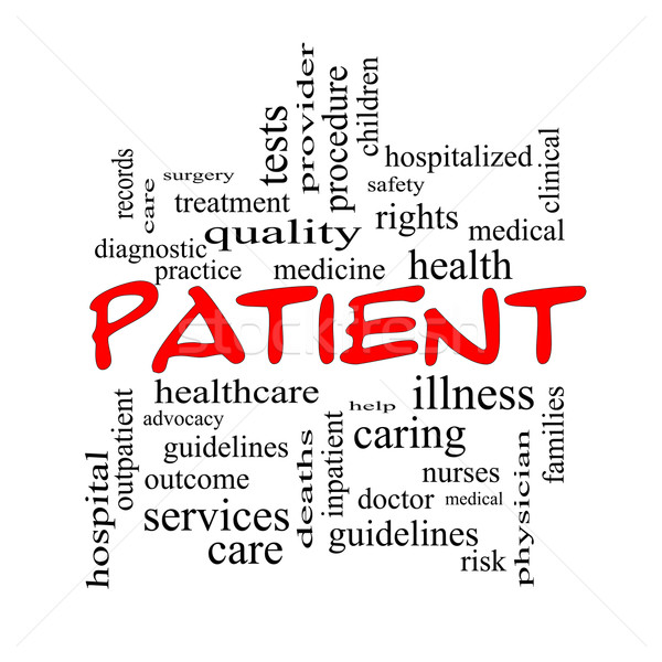 Patient Word Cloud Concept in red caps Stock photo © mybaitshop