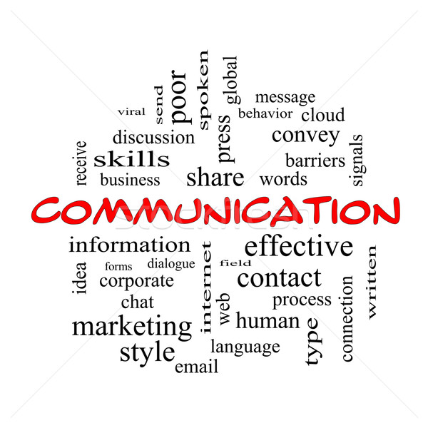 Communication Word Cloud Concept in red caps Stock photo © mybaitshop