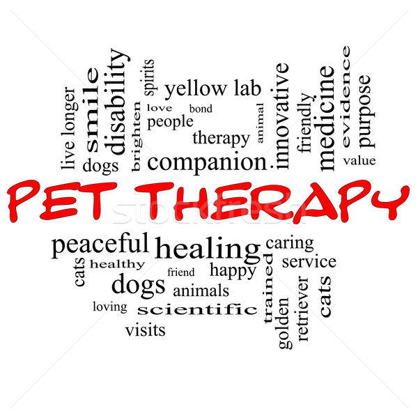 Pet Therapy Word Cloud Concept in red and black Stock photo © mybaitshop