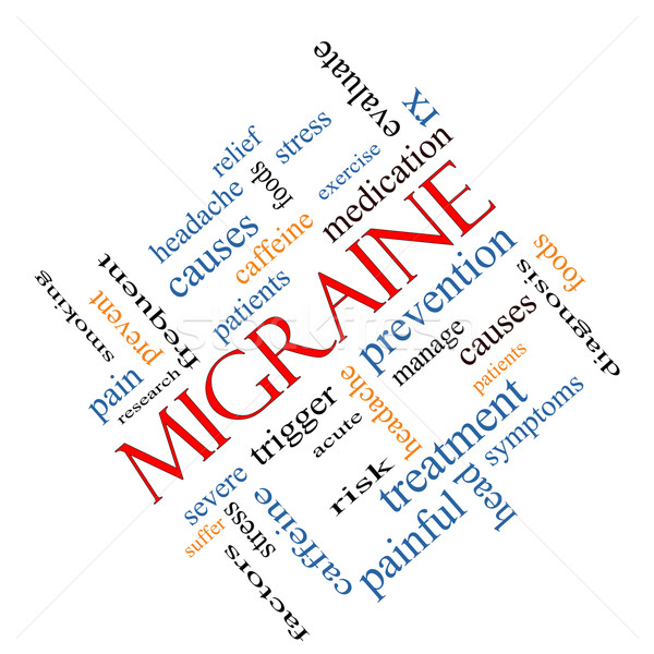 Migräne Wort-Wolke groß Kopfschmerzen mehr Stock foto © mybaitshop