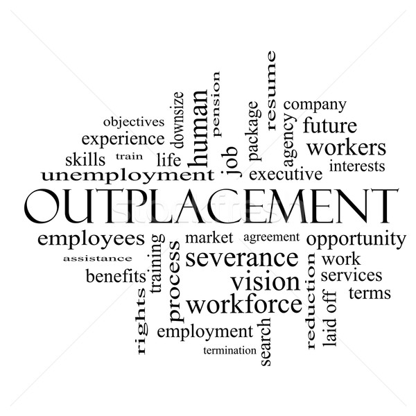 Outplacement Word Cloud Concept in black and white Stock photo © mybaitshop