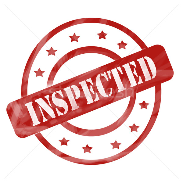 Red Weathered Inspected Stamp Circle and Stars Stock photo © mybaitshop