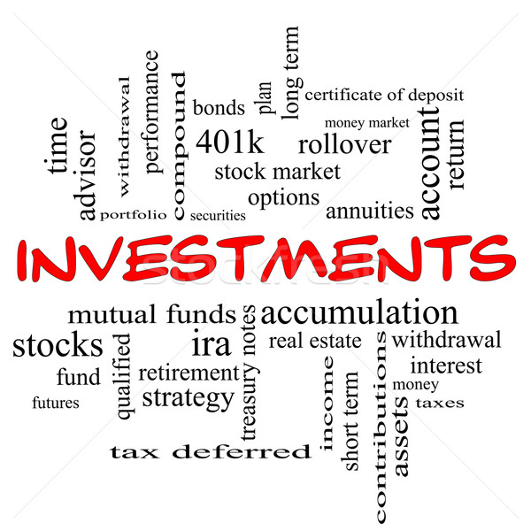 Investments Word Cloud Concept in red caps Stock photo © mybaitshop