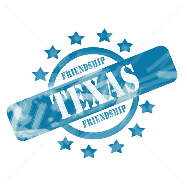 Blue Weathered Texas Stamp Circle and Stars Design Stock photo © mybaitshop