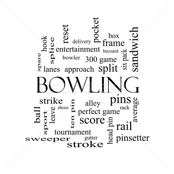 Bowling Word Cloud Concept in black and white Stock photo © mybaitshop