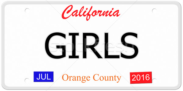 Калифорния девочек номерной знак имитация слово Этикетки Сток-фото © mybaitshop