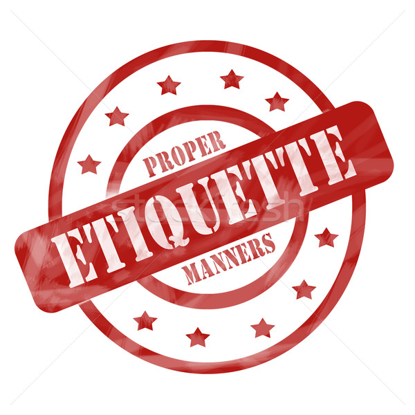 Red Weathered Etiquette Stamp Circles and Stars Stock photo © mybaitshop