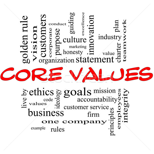 Core Values Word Cloud Concept in Red & Black Stock photo © mybaitshop