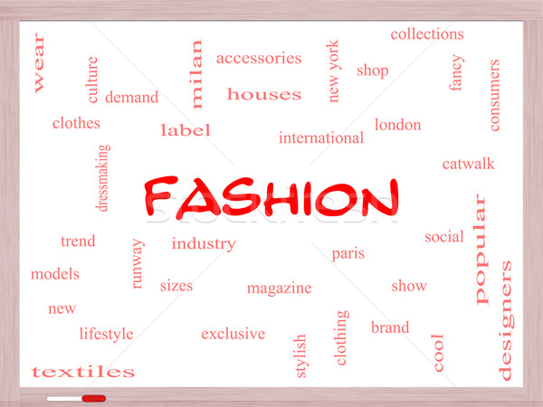 Fashion Word Cloud Concept on a Whiteboard Stock photo © mybaitshop