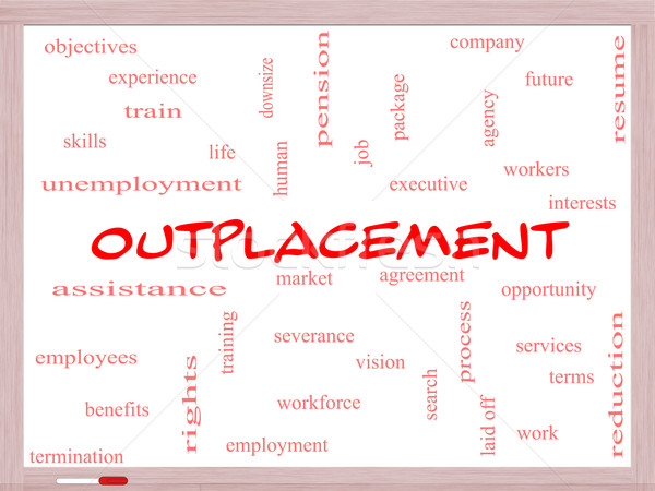 Outplacement Word Cloud Concept on a Whiteboard Stock photo © mybaitshop
