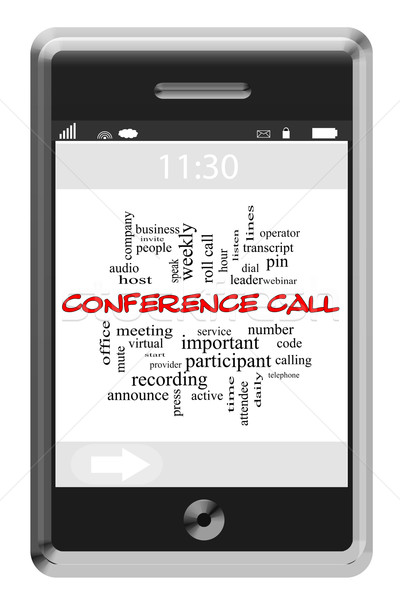 Conference Call Word Cloud Concept on a Touchscreen Phone Stock photo © mybaitshop
