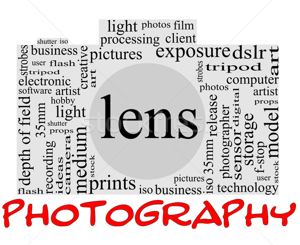 Photography word concept in camera shape Stock photo © mybaitshop