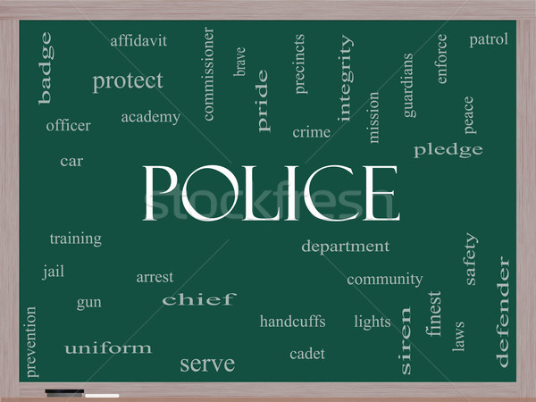 Police Word Cloud Concept on a Blackboard Stock photo © mybaitshop