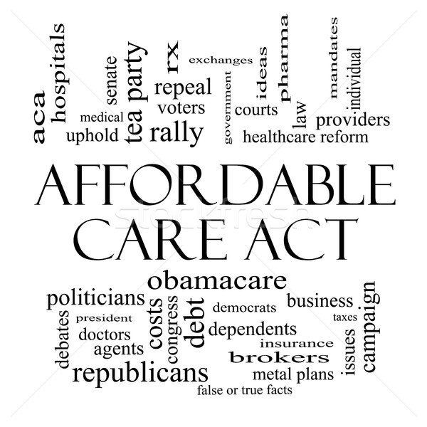 Affordable Care Act Word Cloud Concept in Black and White Stock photo © mybaitshop