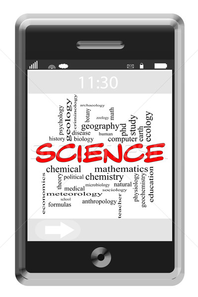 Science Word Cloud Concept on Touchscreen Phone Stock photo © mybaitshop