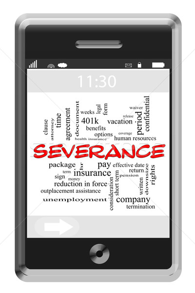 Severance Word Cloud Concept on Touchscreen Phone Stock photo © mybaitshop