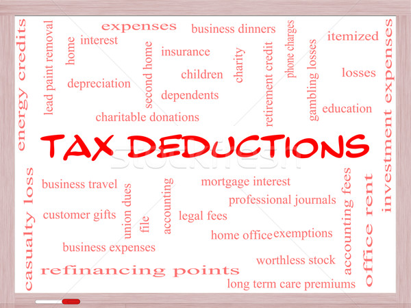 Tax Deductions Word Cloud Concept on a Whiteboard Stock photo © mybaitshop