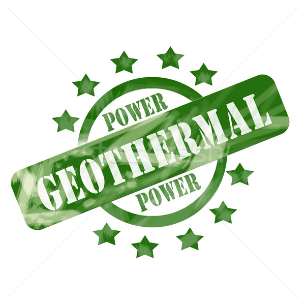 Green Weathered Geothermal Power Stamp Circle and Stars design Stock photo © mybaitshop
