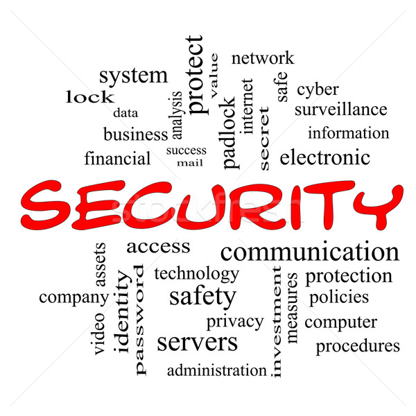 Stock photo: Security Word Cloud Concept in red caps