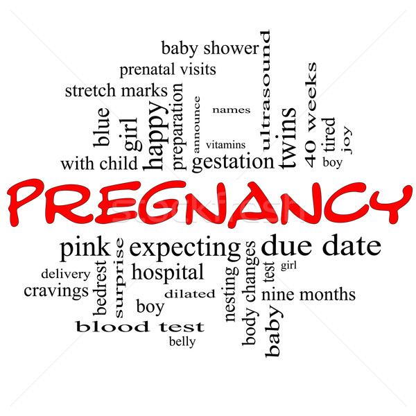Zwangerschap woordwolk Rood zwarte brieven groot Stockfoto © mybaitshop