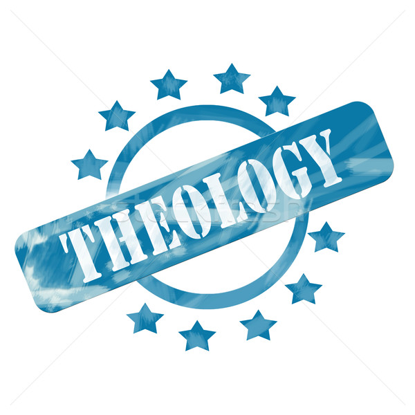 Blue Weathered Theology Stamp Circle and Stars design Stock photo © mybaitshop