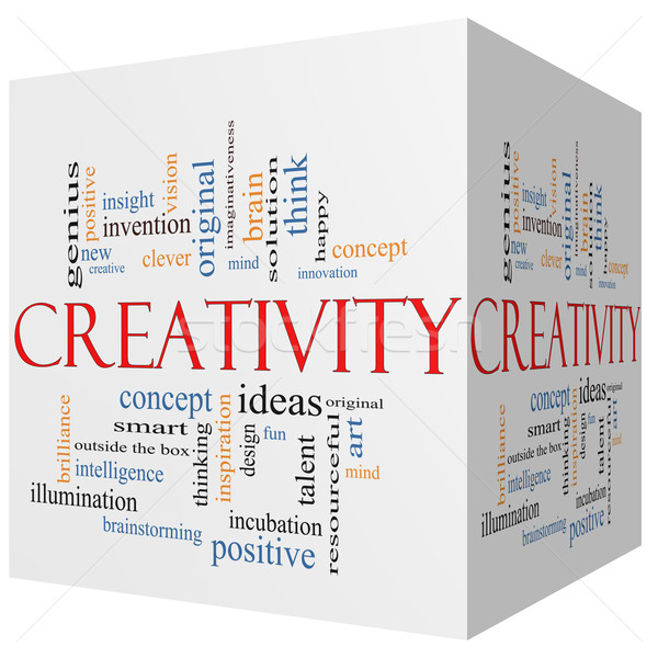 Kreativität 3D Würfel Wort-Wolke groß Design Stock foto © mybaitshop