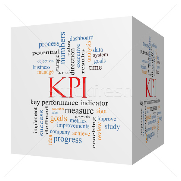 KPI Word Cloud Concept on a 3D Cube Stock photo © mybaitshop