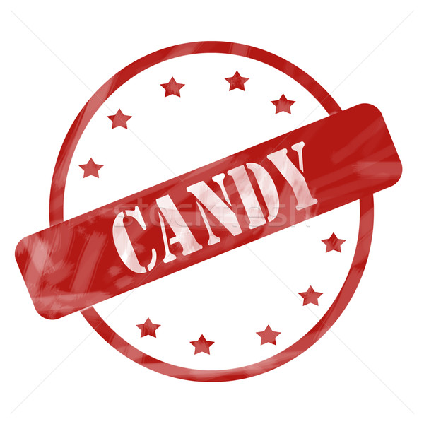 Stock foto: Rot · verwitterten · candy · Stempel · Kreis · Sternen