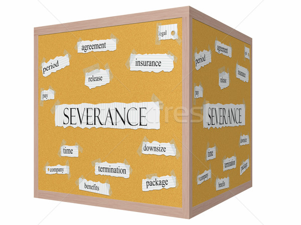 Severance 3D cube Corkboard Word Concept Stock photo © mybaitshop