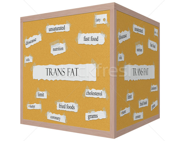 Trans Fat 3D Cube Corkboard Word Concept Stock photo © mybaitshop