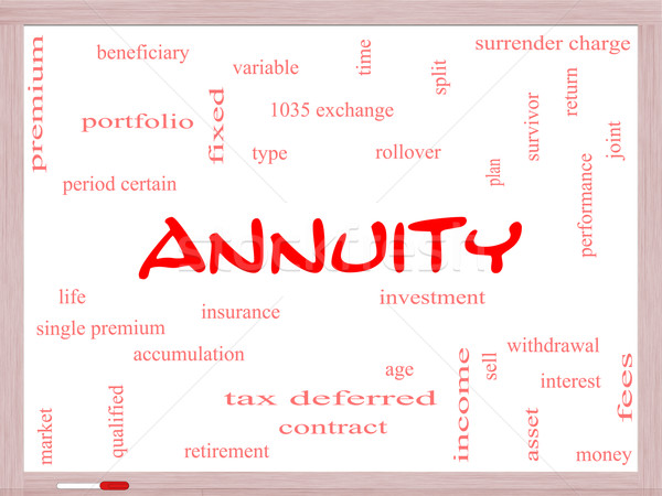 Annuity Word Cloud Concept on a Whiteboard Stock photo © mybaitshop