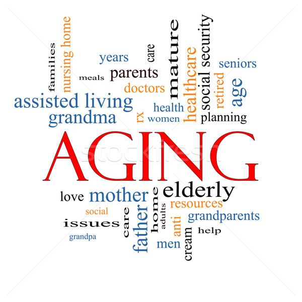 Envejecimiento nube de palabras ancianos adultos Foto stock © mybaitshop