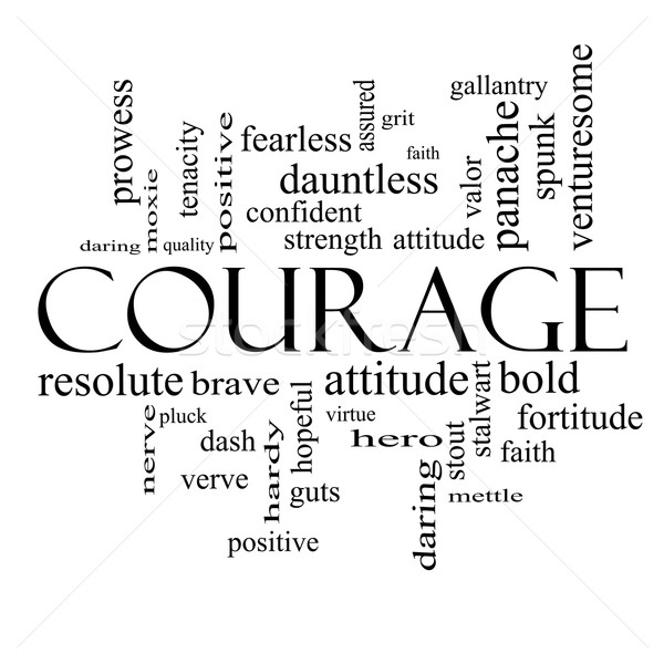 Courage Word Cloud Concept in black and white Stock photo © mybaitshop
