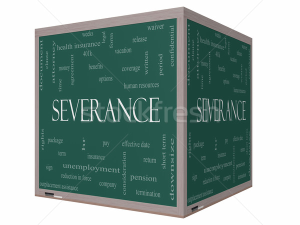 Severance Word Cloud Concept on a 3D cube Blackboard Stock photo © mybaitshop
