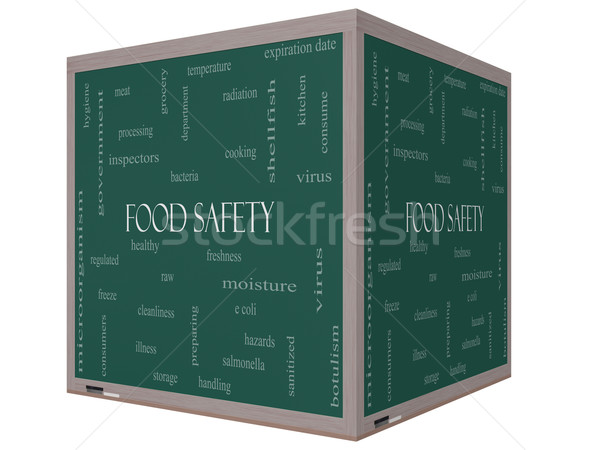 Zdjęcia stock: Bezpieczeństwo · żywności · chmura · słowo · 3D · kostki · tablicy